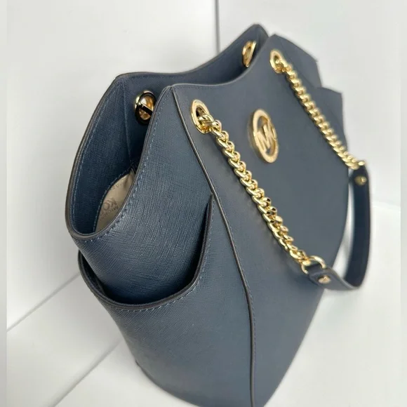 MICHAEL KORS LG CHAIN
SHOULDER TOTE BLUE + WALLET - Picture 5 of 16